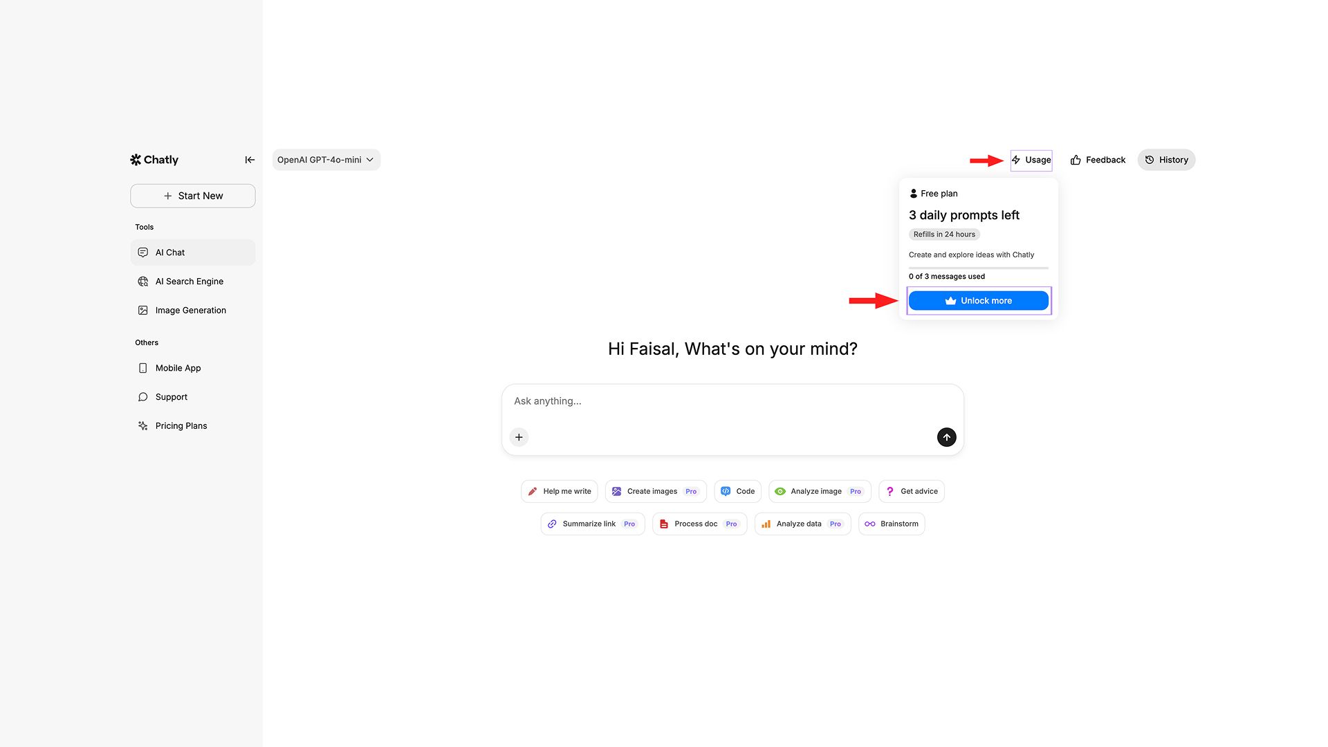 Usage Tracking for AI Chat