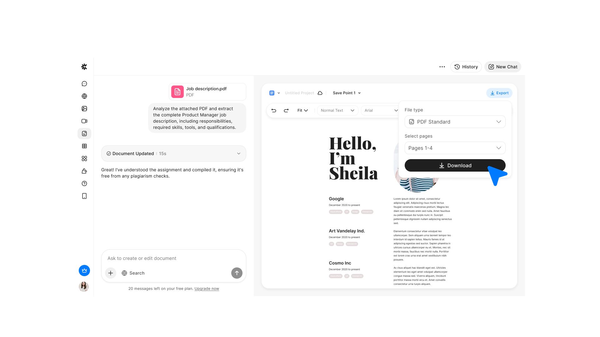Export PDF or HTML from Chatly AI Docs