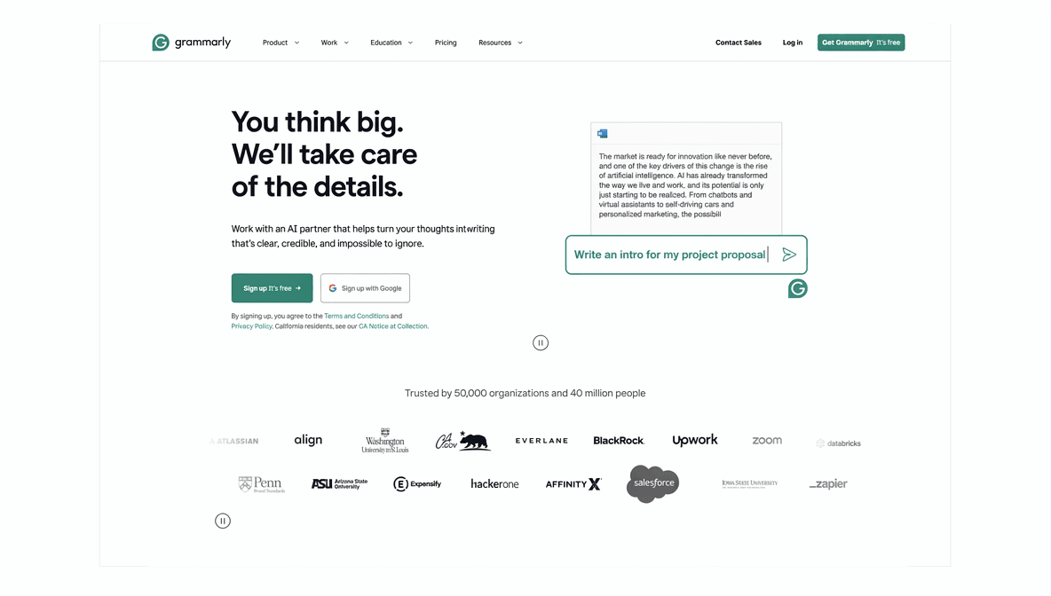 Grammarly AI Dashboard