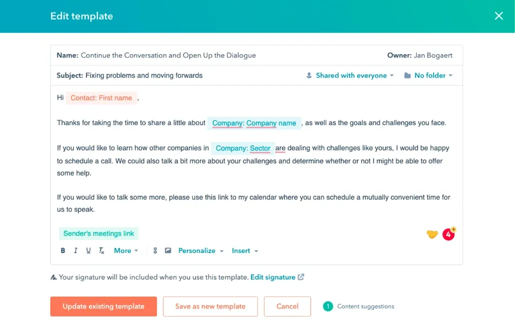 HubSpot's enterprise sales emails examples
