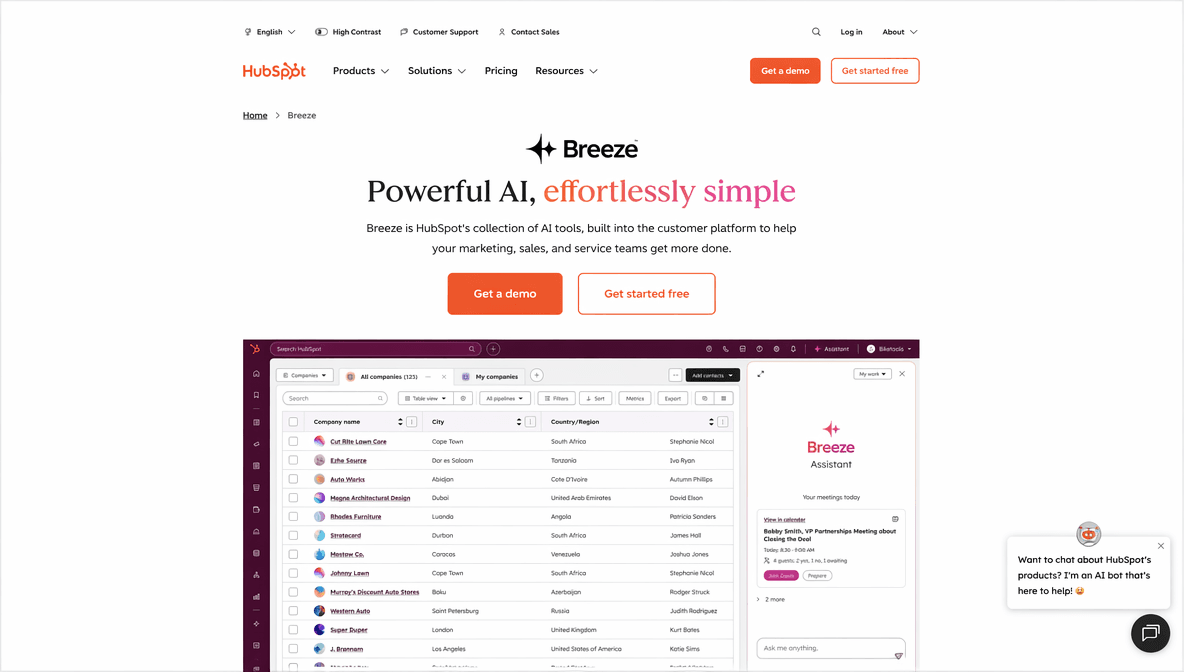 Hubspot AI Dashboard 