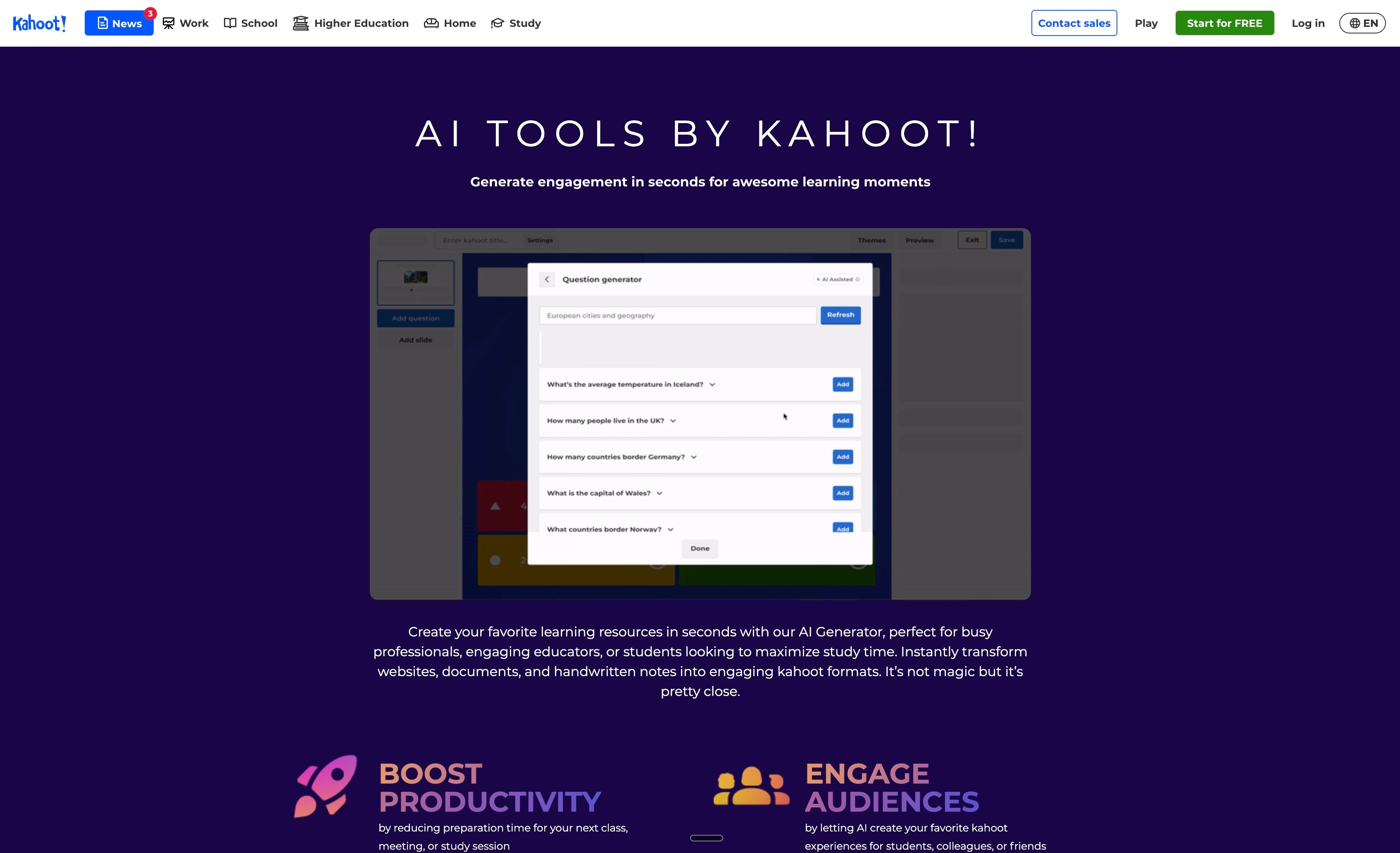 Kahoot AI Dashboard