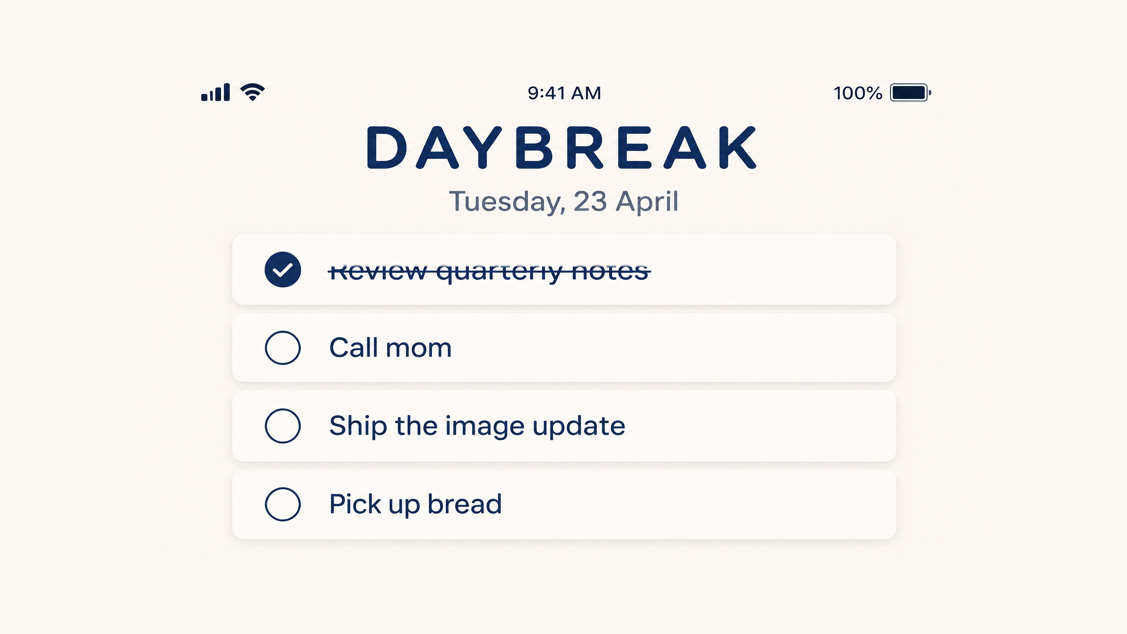 Minimalist to-do app by GPT Image 2