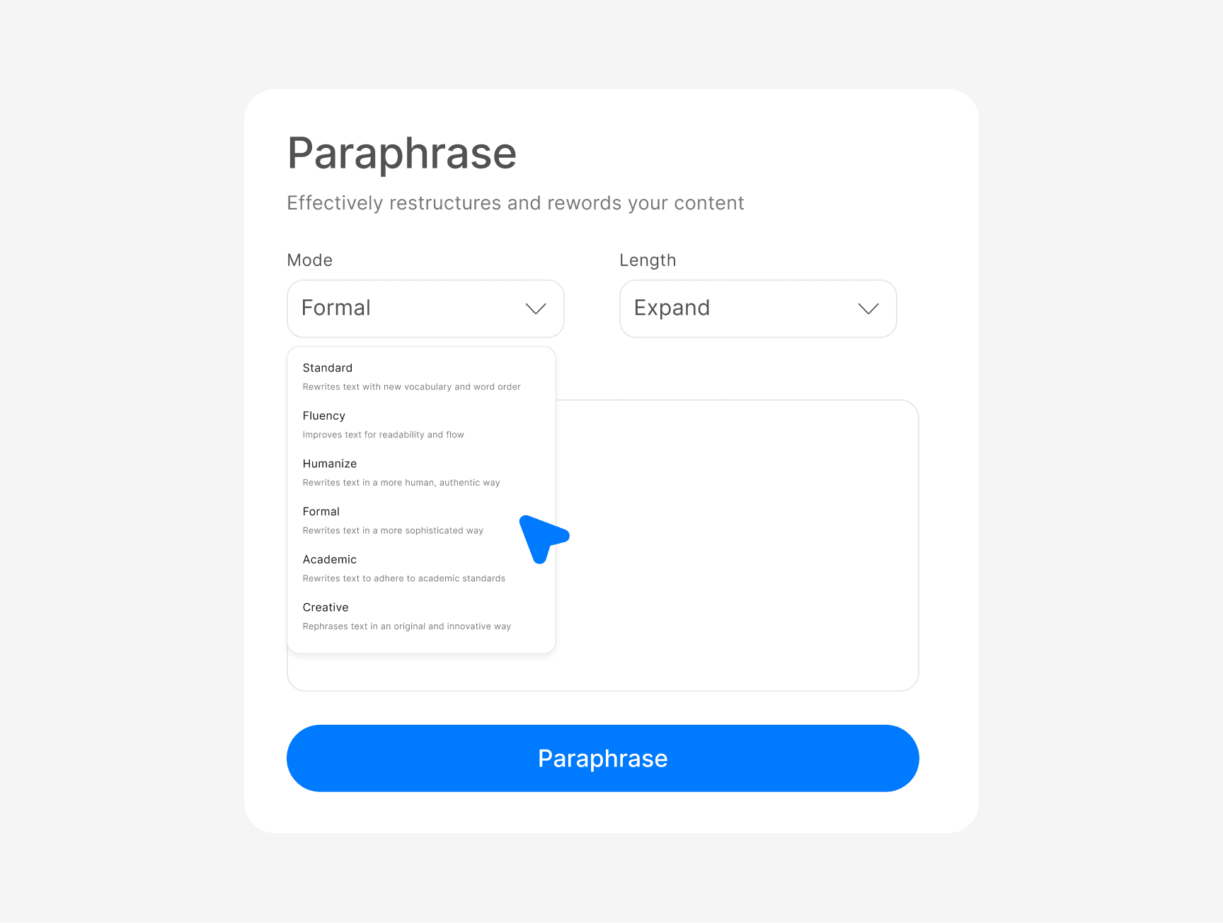 Multiple Paraphrasing Modes