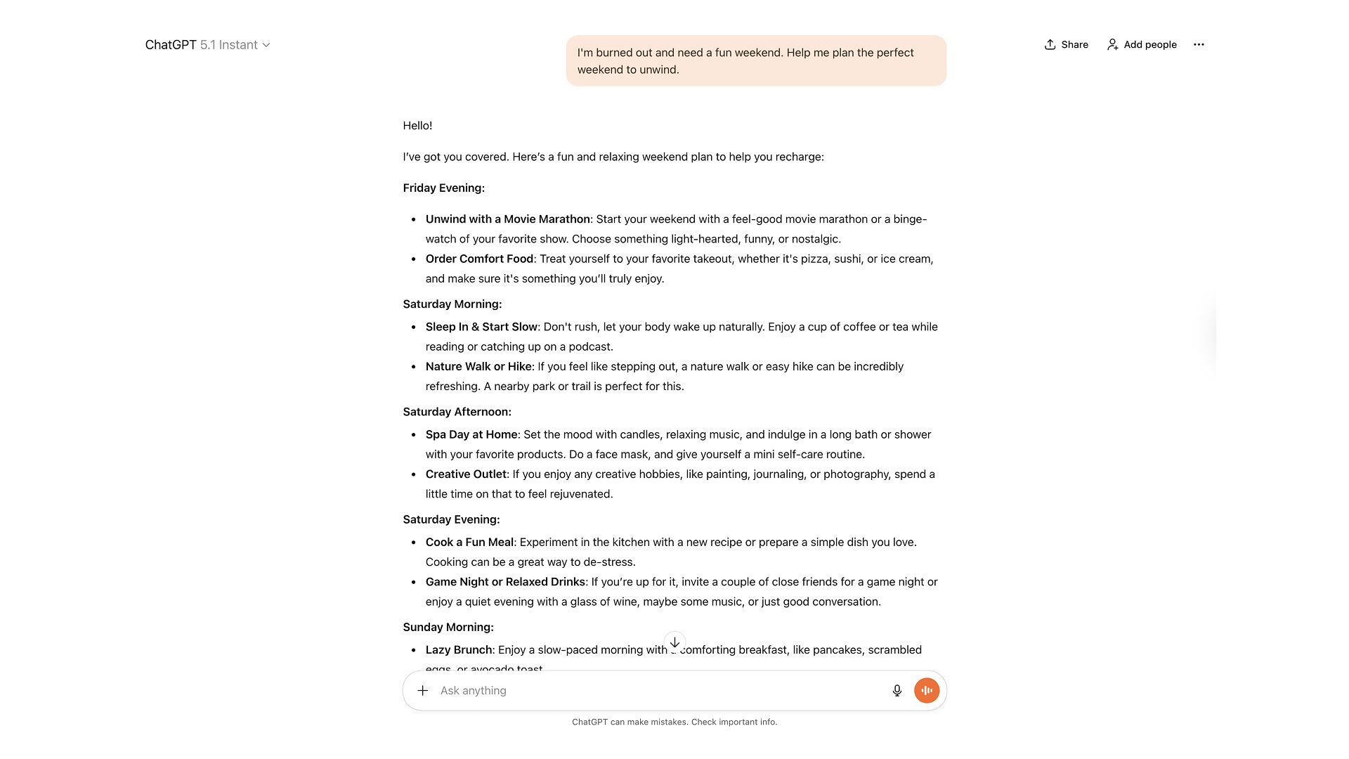 Conversational Response from GPT-5.1