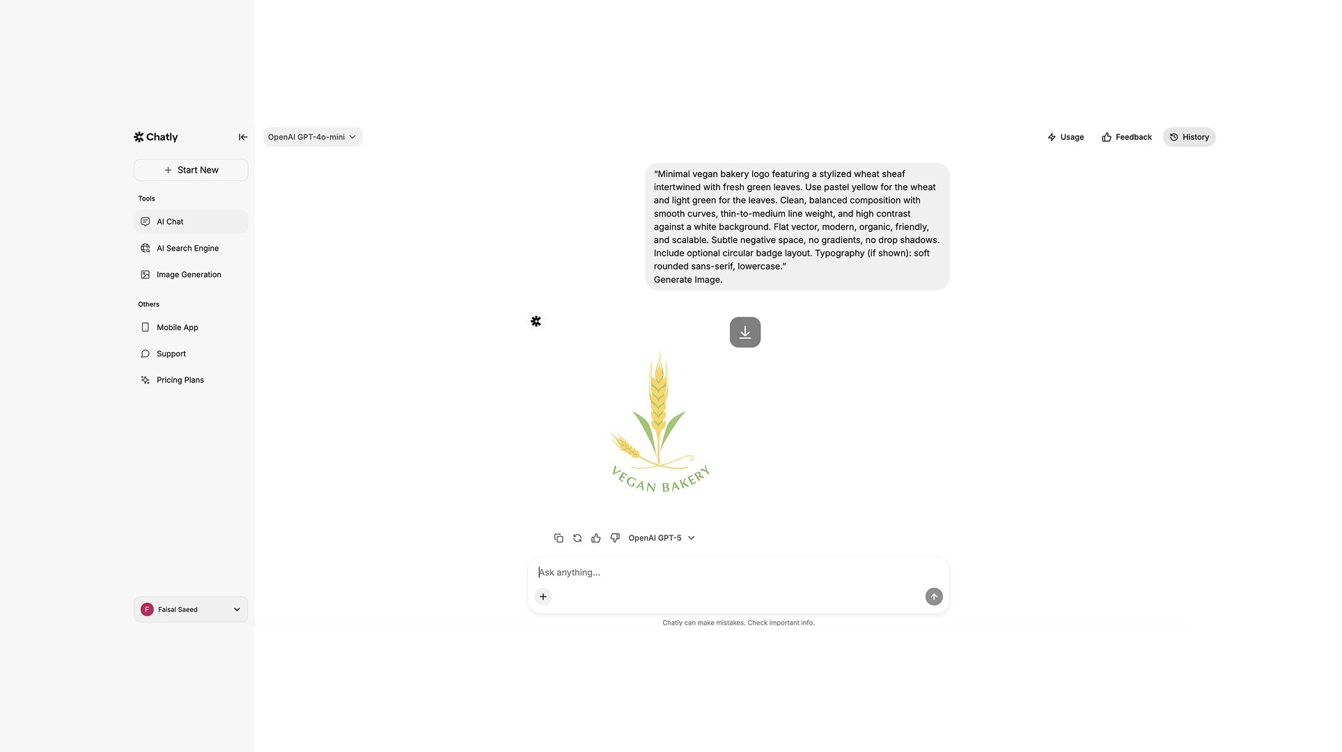 Logo Generated through Chatly AI Chat