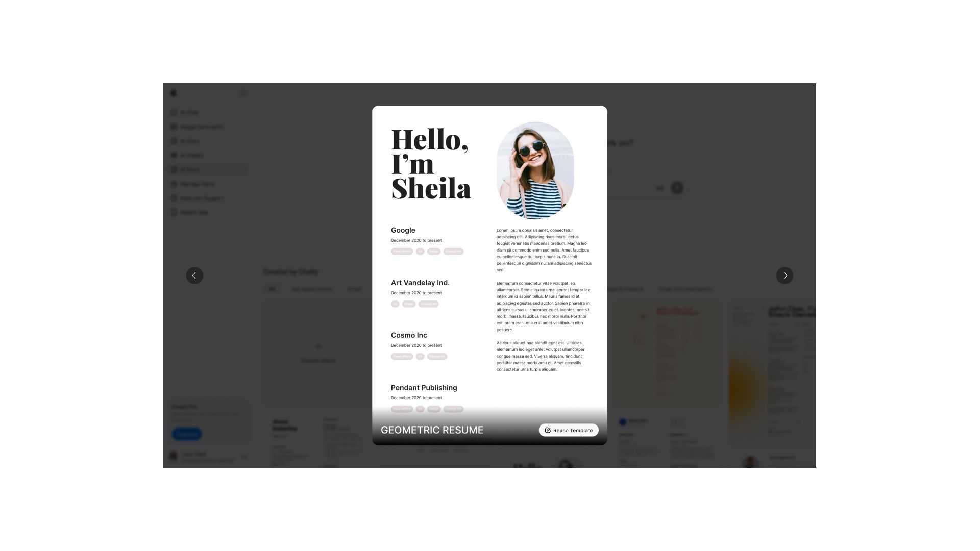 Select a professional template from Chatly AI Docs