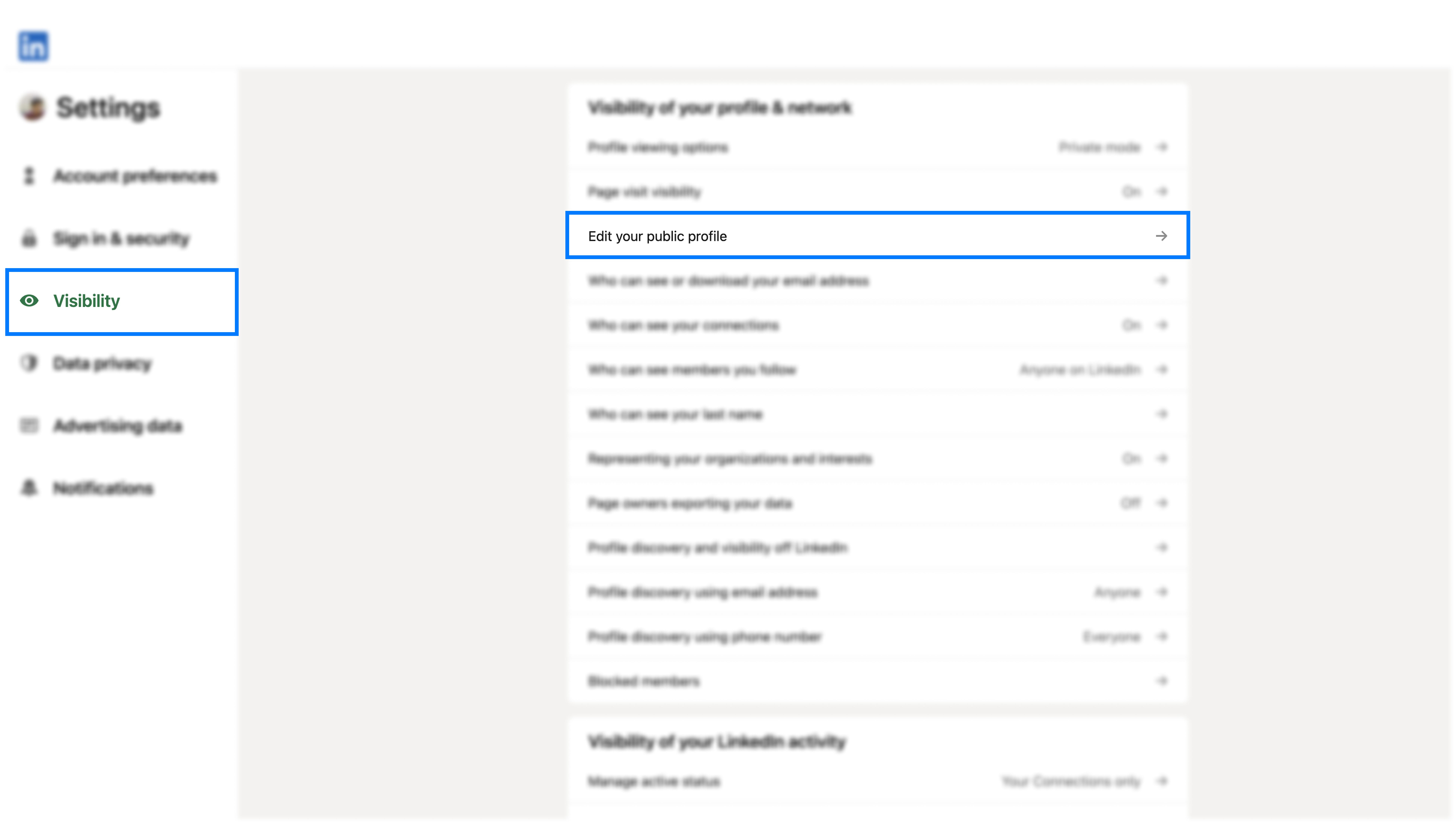 Editing Profile on LinkedIn